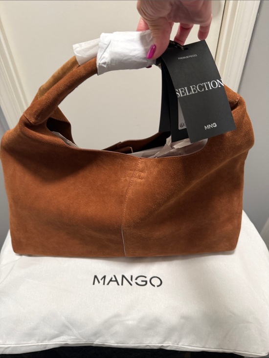 Mango Handbags - Mango Suede Hobo Bag in Cognac